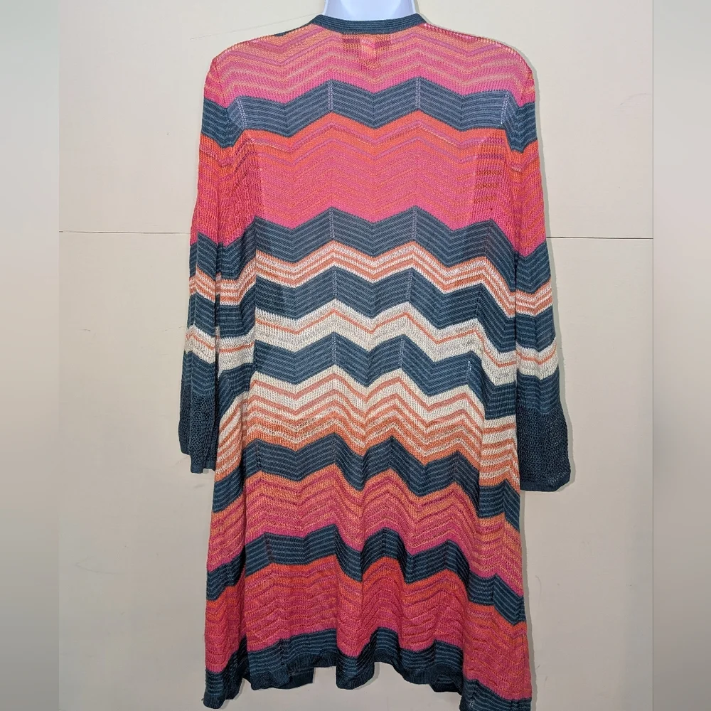 Lane Bryant Multicolor Chevron Cardigan Lightweight - Picture 3 of 7